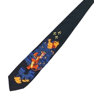 DISNEY POOH Tigger & Winnie the Pooh Bear Cartoon  Neck Tie Black & Orange